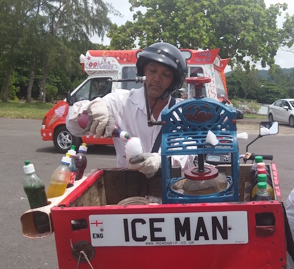 Ice man at Mahebourg waterfront